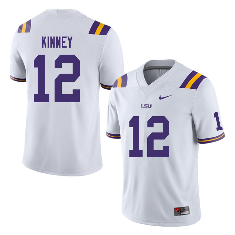 Men #12 Walker Kinney LSU Tigers College Football Jerseys Sale-White
